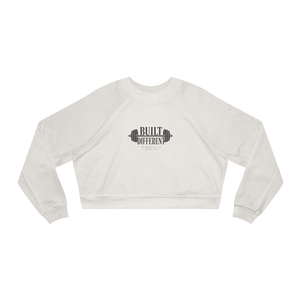 Cropped Pullover — "Built Different" Fitness Graphic