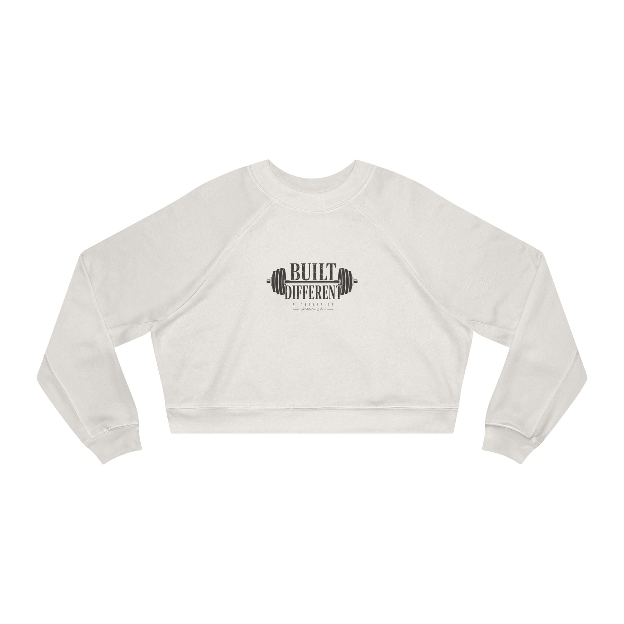 Cropped Pullover — "Built Different" Fitness Graphic