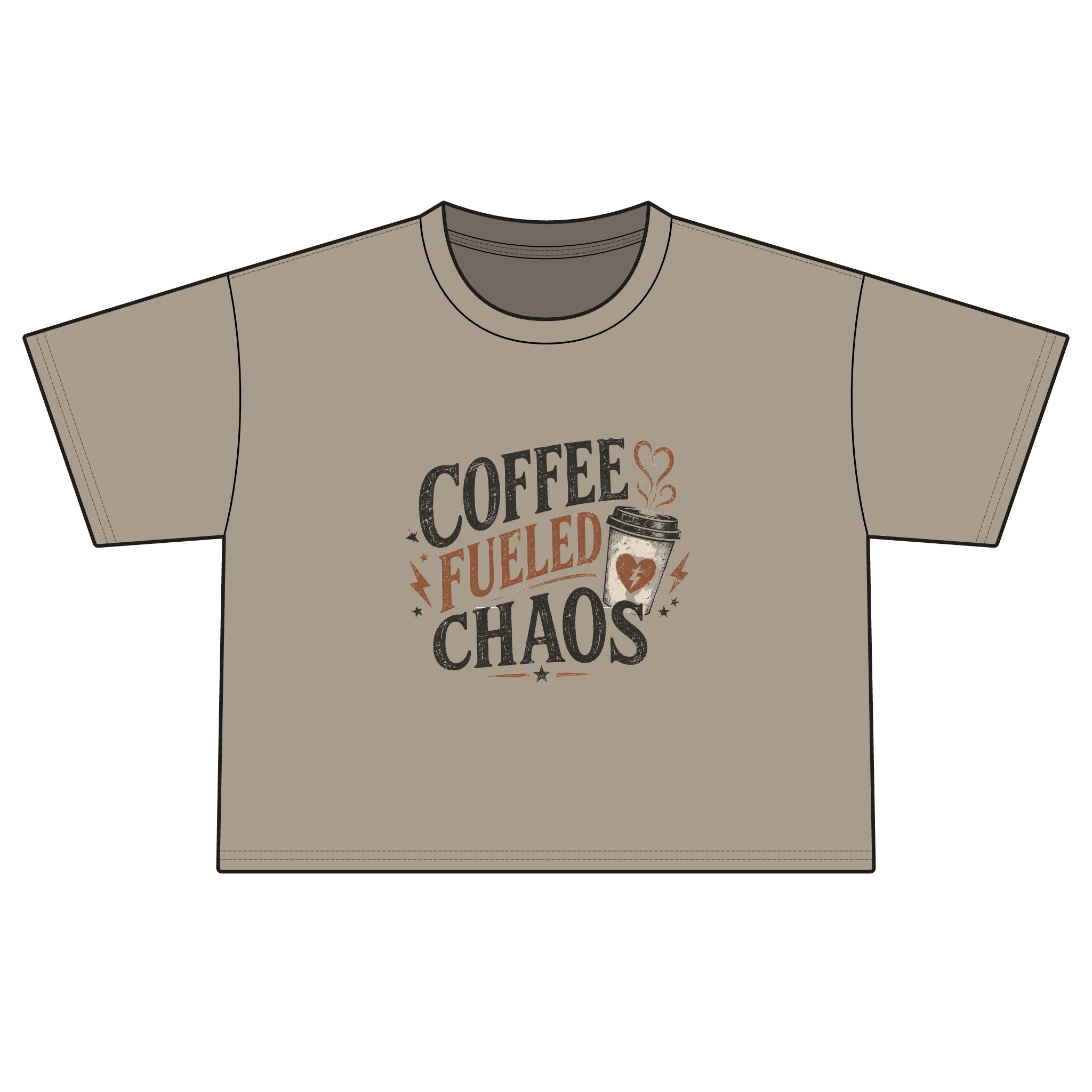 Coffee Fueled Chaos Boxy Tee — Women’s Casual Graphic T‑Shirt