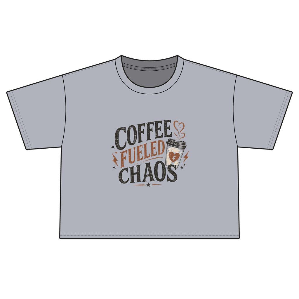 Coffee Fueled Chaos Boxy Tee — Women’s Casual Graphic T‑Shirt