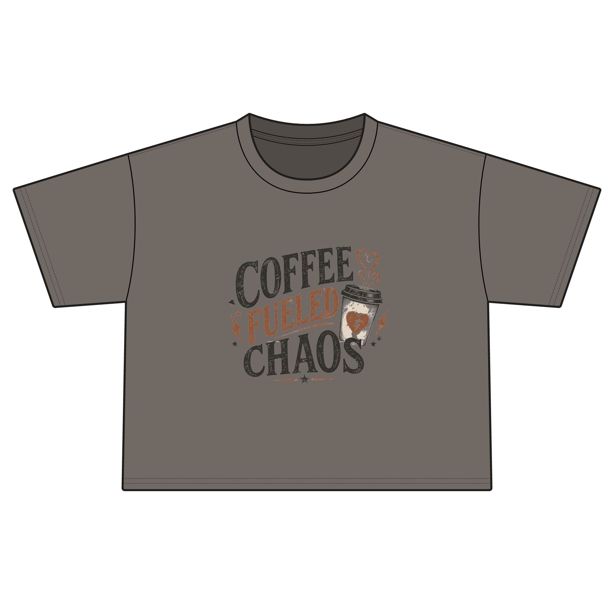 Coffee Fueled Chaos Boxy Tee — Women’s Casual Graphic T‑Shirt