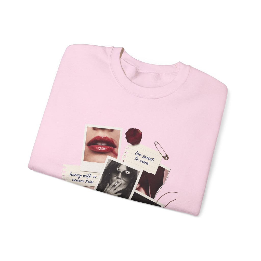 Collage Graphic Crewneck Sweatshirt — 'Sugar & Spice' Retro Photo Mood Crew