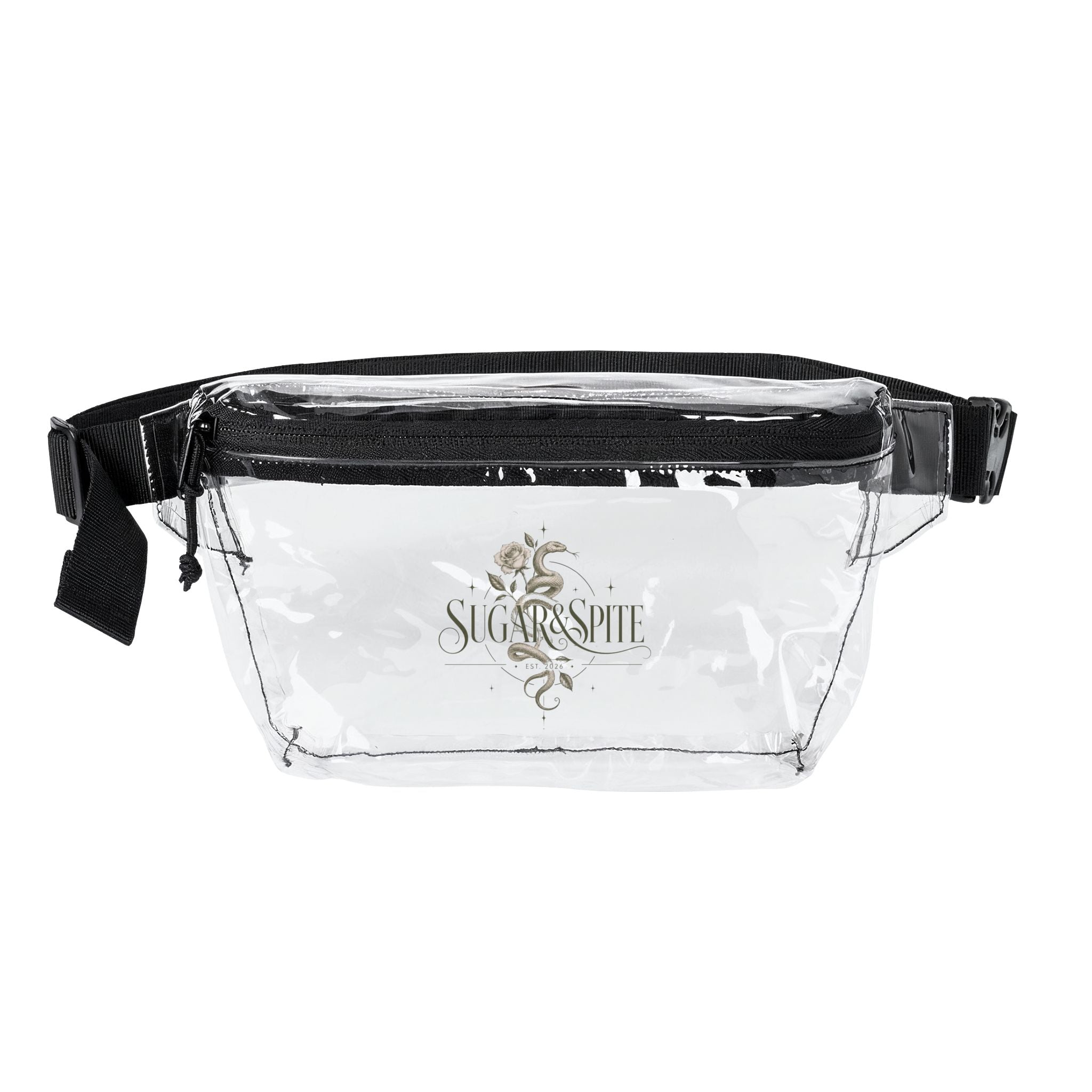Transparent Fanny Pack — Clear Festival Waist Bag with Sugar & Spite Logo