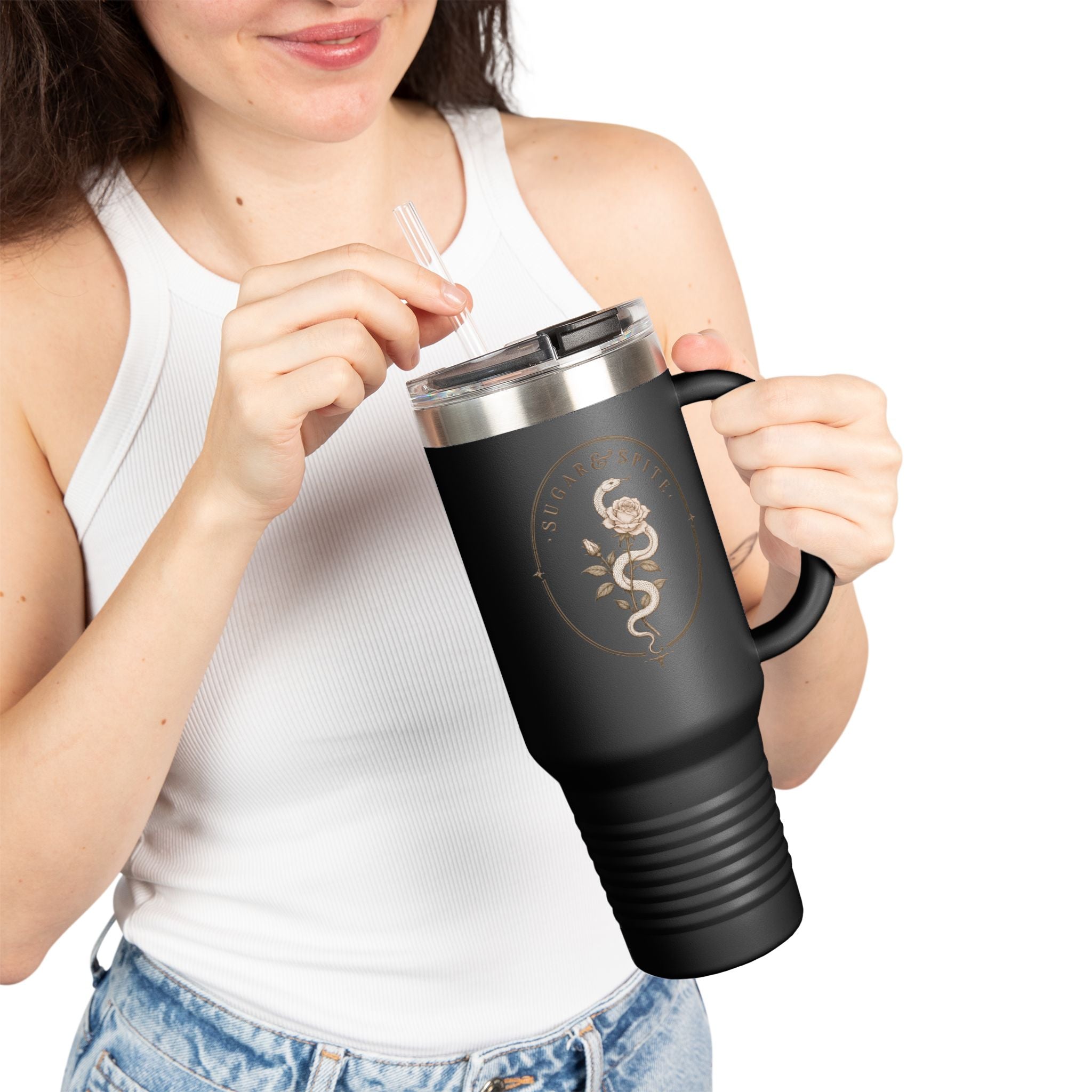 40oz Insulated Travel Mug — Wildflower 'Wander & Sip' Stainless Steel Tumbler
