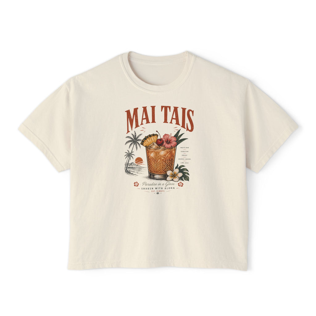 Mai Tais Cocktail Boxy Tee — Vintage Tropical Summer Shirt
