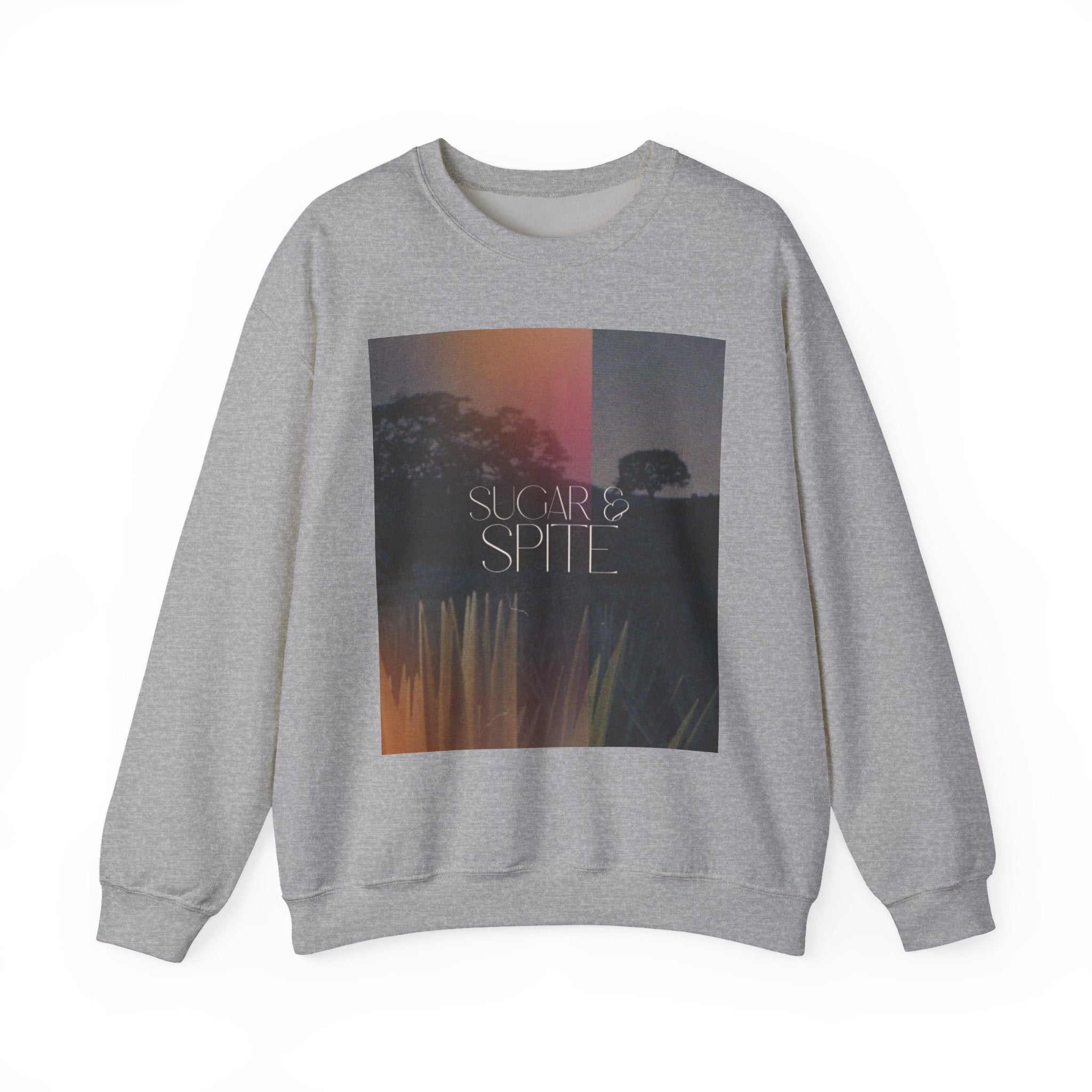 Sugar & Spite Graphic Sweatshirt — Moody Sunset Nature Crewneck