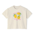 Women’s Boxy Tee — "Easy Peasy Lemon Squeezy" Lemon Graphic Crop Top