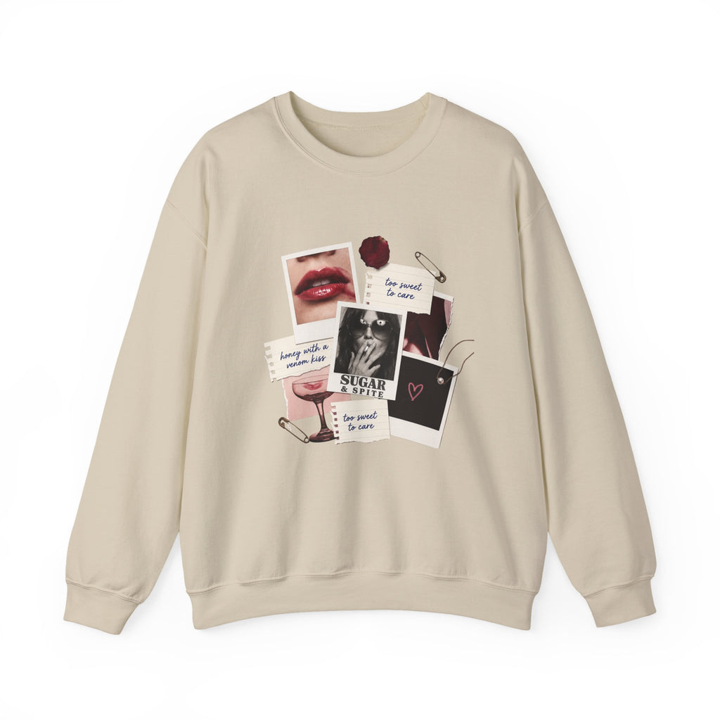 Collage Graphic Crewneck Sweatshirt — 'Sugar & Spice' Retro Photo Mood Crew