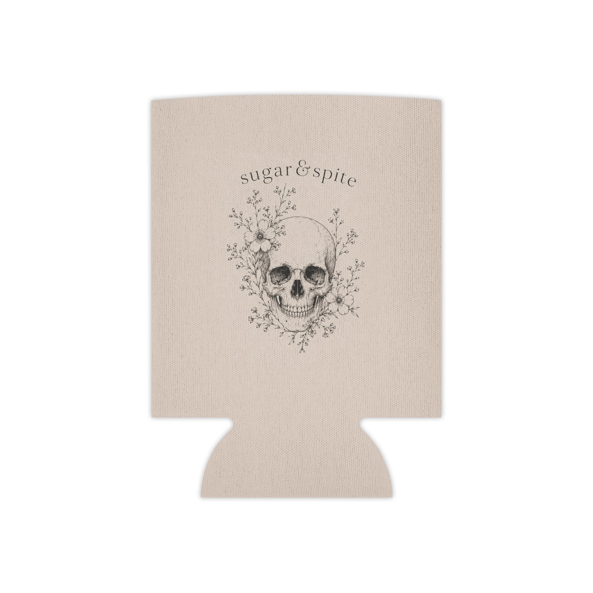 Can Cooler • 'sugar & spite' Floral Skull Drink Koozie