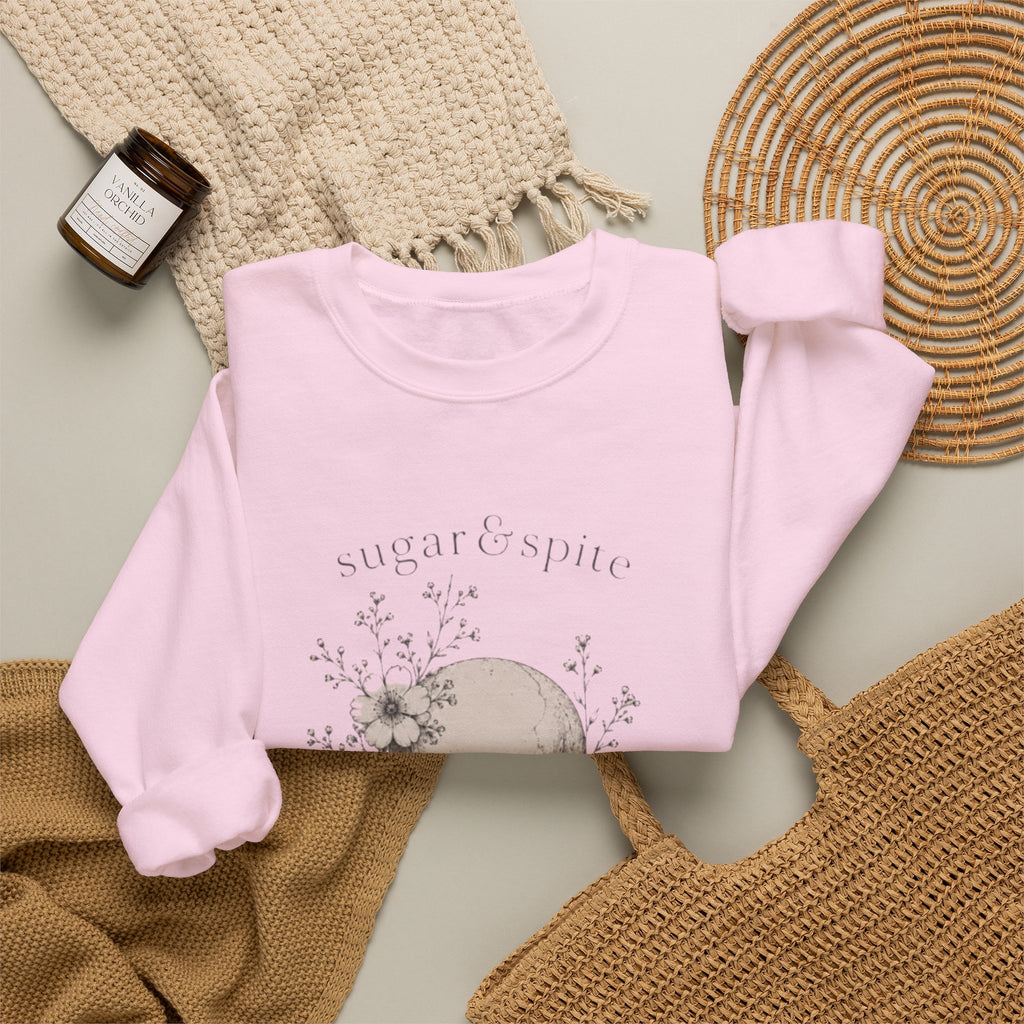 Skull Floral Crewneck Sweatshirt — 'Sugar & Spite' Vintage Gothic Pullover