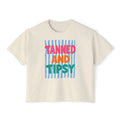 Tanned and Tipsy Boxy Tee — Fun Beach Vacation Crop Shirt