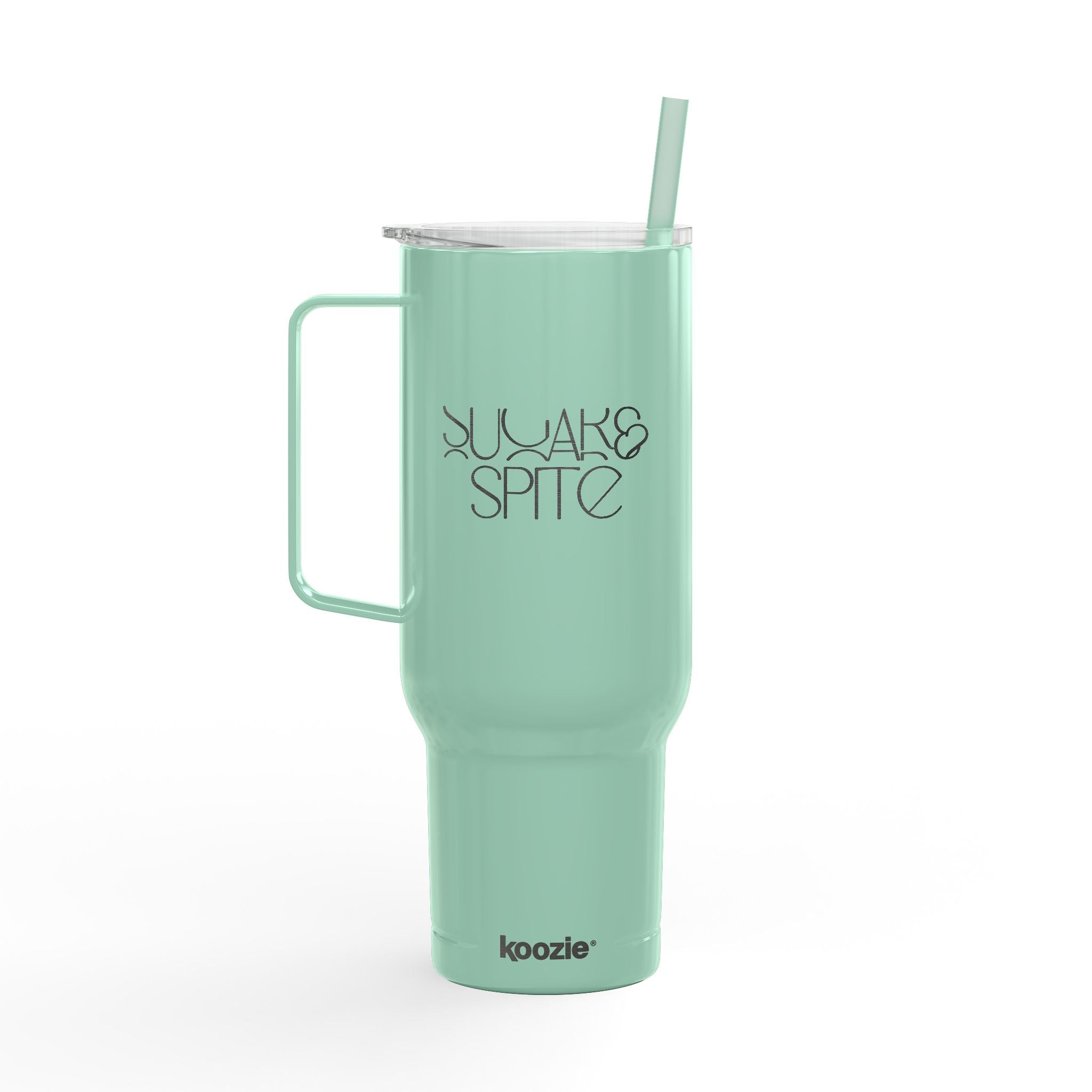 40oz Engraved Insulated Tumbler with Lid & Handle — Floral Snake Emblem
