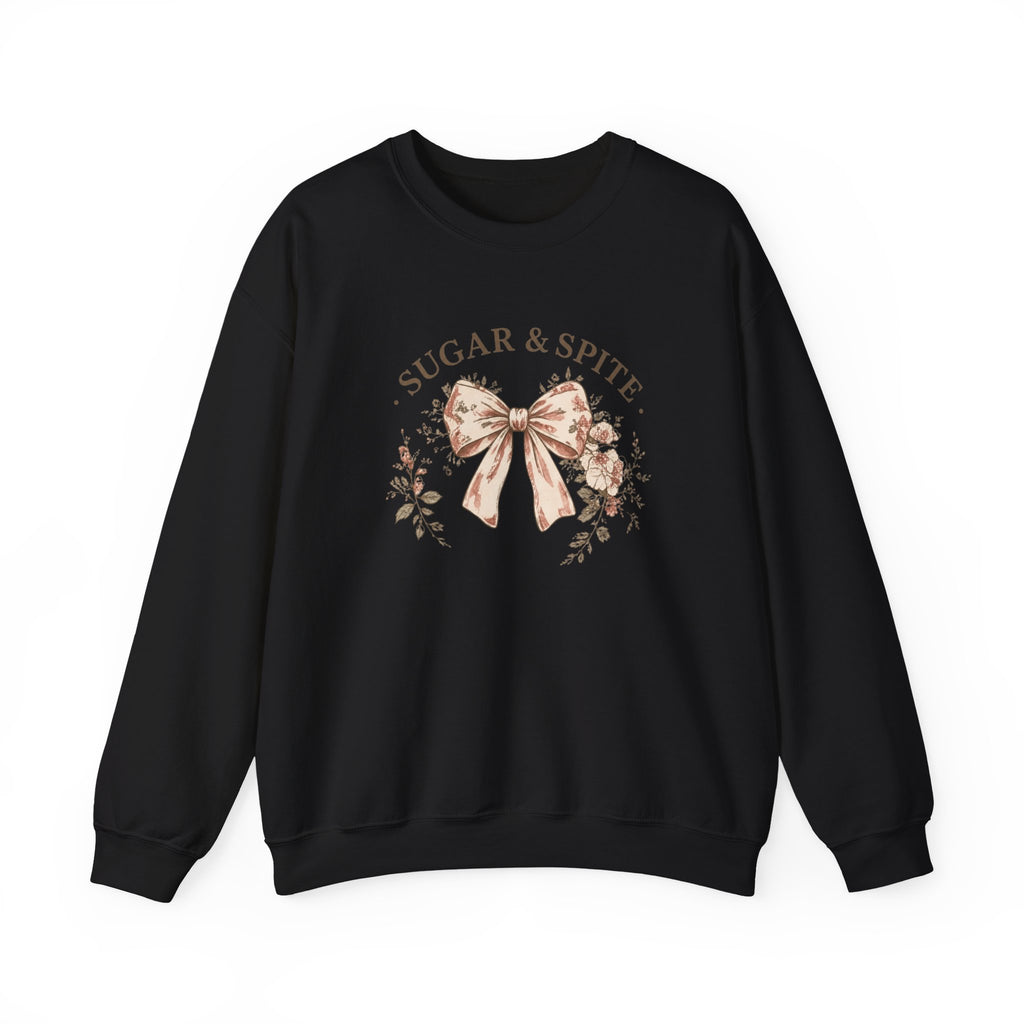 Sugar & Spite Bow Sweatshirt — Vintage Floral Crewneck