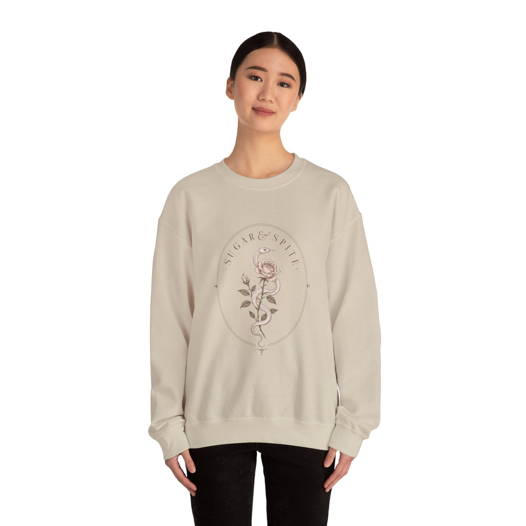 Floral Nightshade Crewneck Sweatshirt — Vintage Botanical 'Nightshade' Design