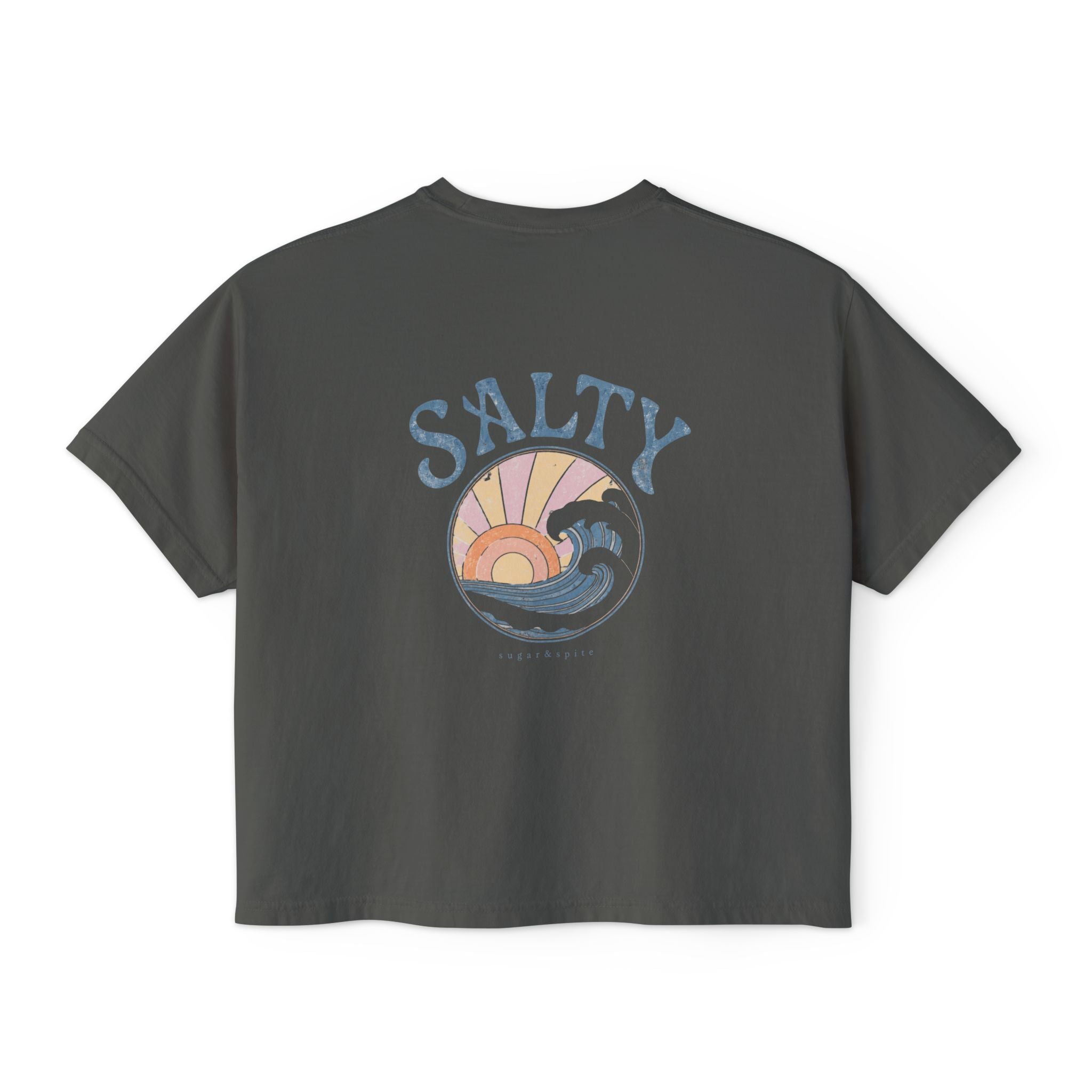 Salty Sunset Boxy Tee — Women's Beachy Graphic