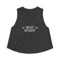 Built Different Crop Top — Women's Fitness Tank Top with Barbell Graphic