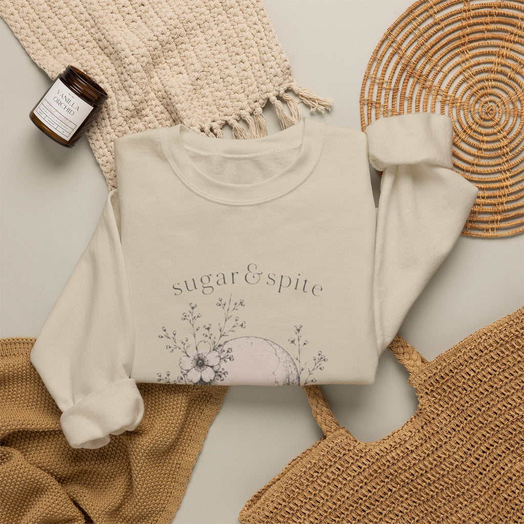 Skull Floral Crewneck Sweatshirt — 'Sugar & Spite' Vintage Gothic Pullover