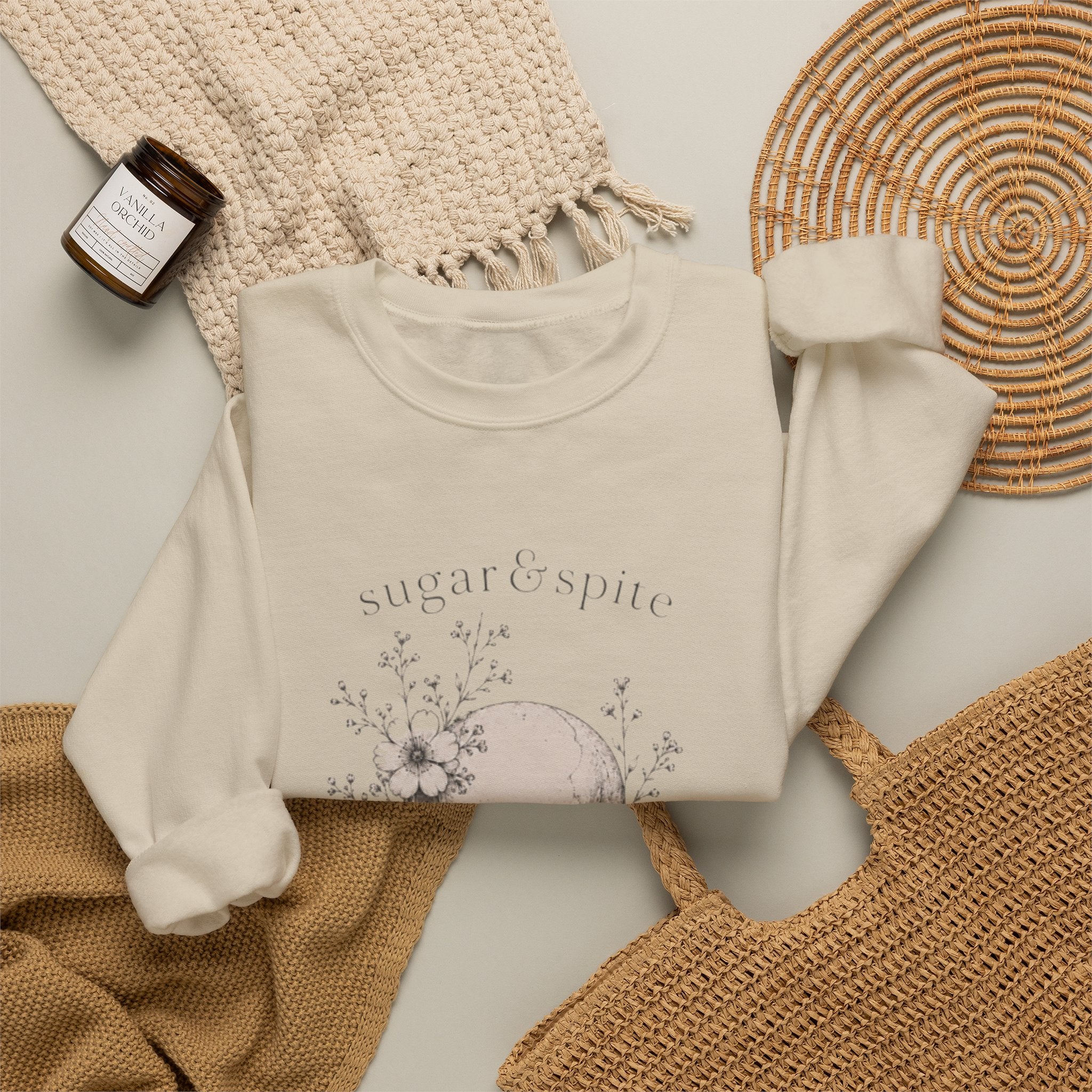 Skull Floral Crewneck Sweatshirt — 'Sugar & Spite' Vintage Gothic Pullover