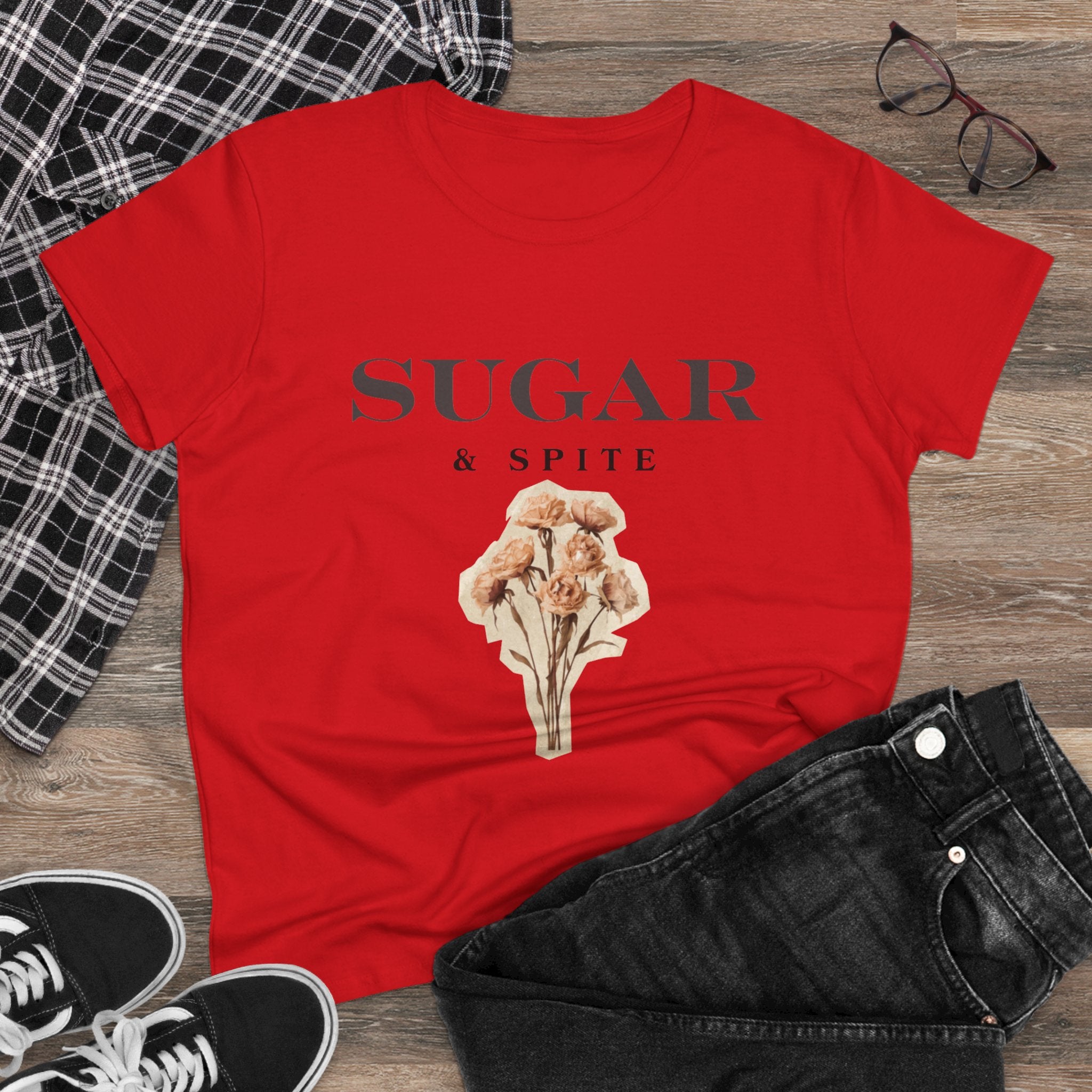 Sugar & Spite Floral Tee — Women's Cute Vintage Bouquet Shirt