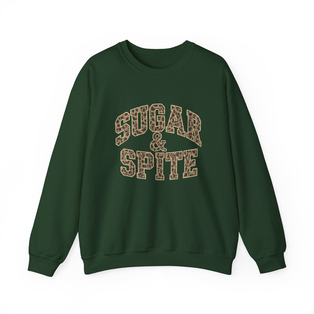 Sugar & Spite Leopard Varsity Logo Crewneck Sweatshirt
