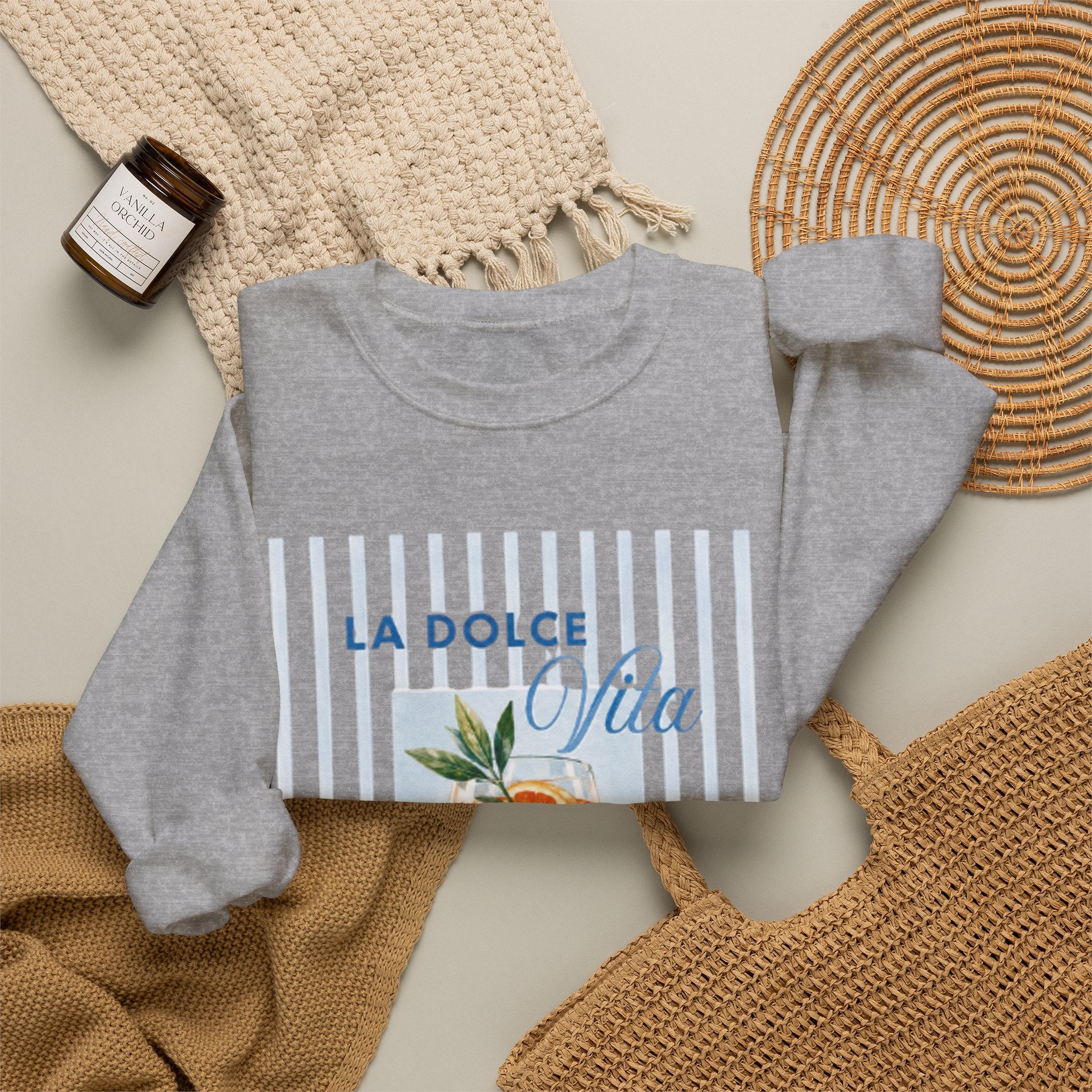 La Dolce Vita Sweatshirt — Orange Cocktail Graphic Crewneck