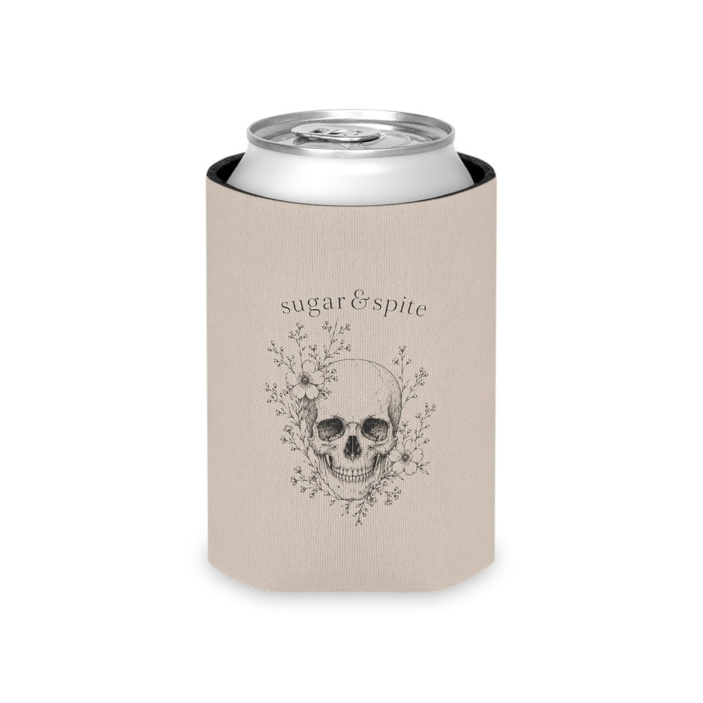 Can Cooler • 'sugar & spite' Floral Skull Drink Koozie