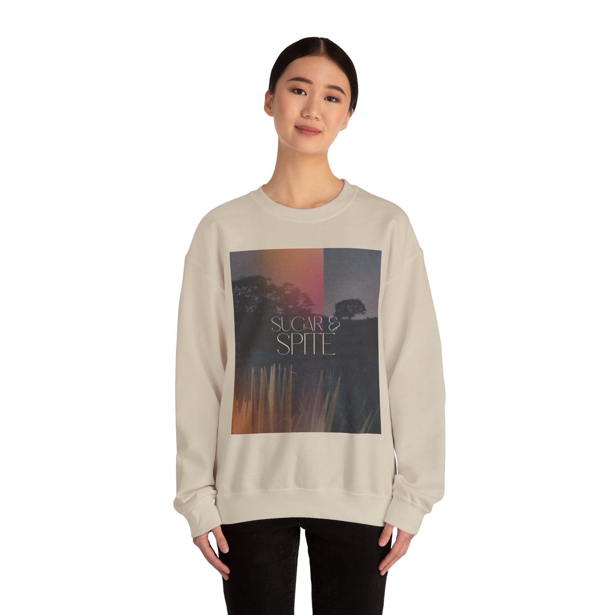 Sugar & Spite Graphic Sweatshirt — Moody Sunset Nature Crewneck