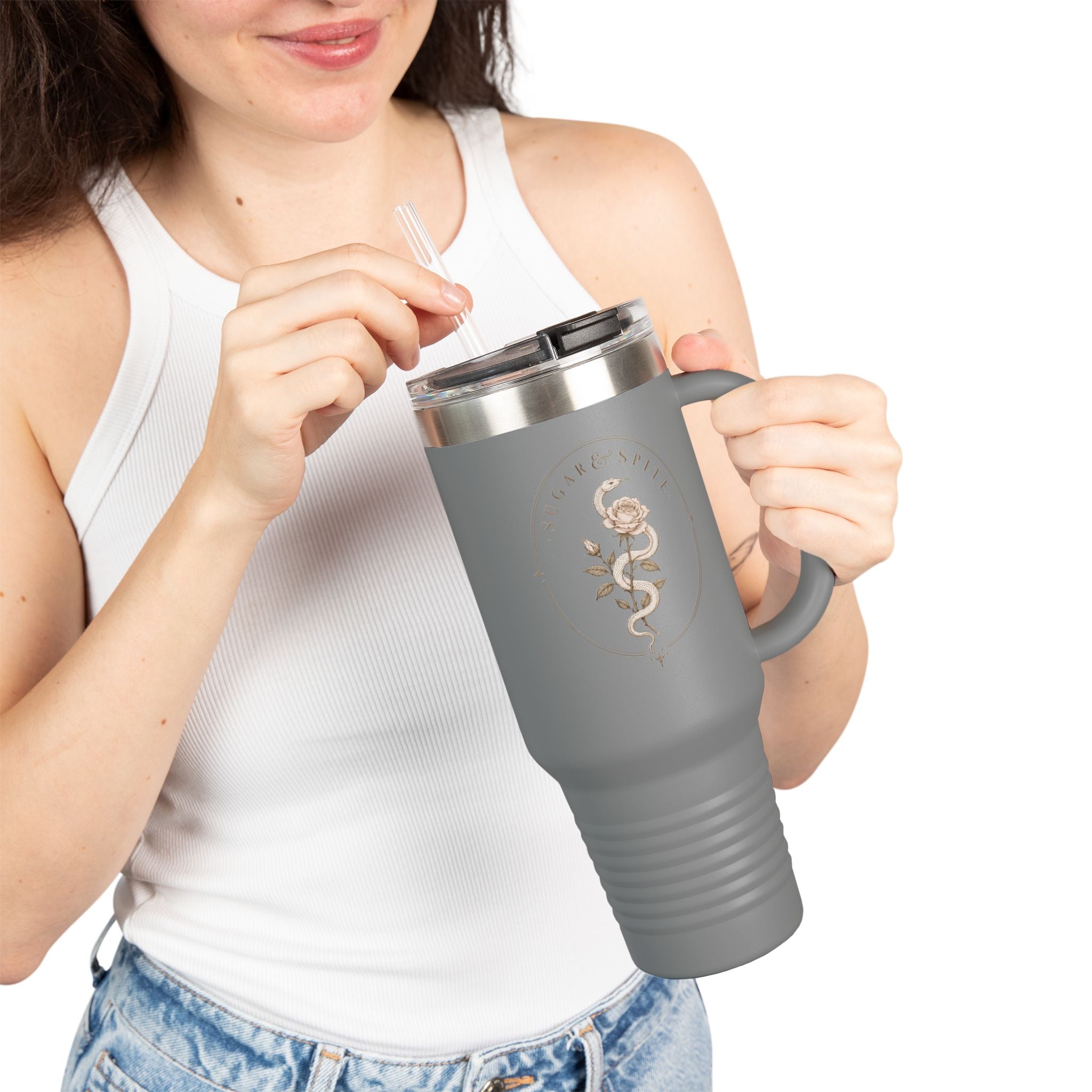40oz Insulated Travel Mug — Wildflower 'Wander & Sip' Stainless Steel Tumbler