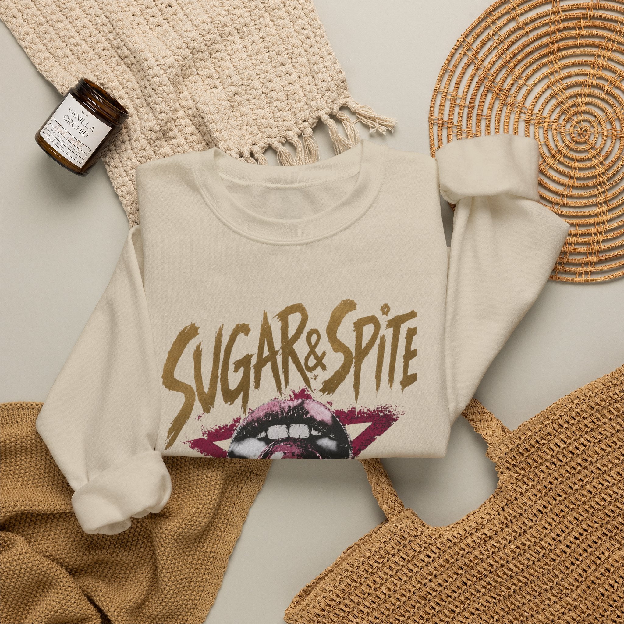 Sugar&Spite Lips and Pop Crewneck Sweatshirt