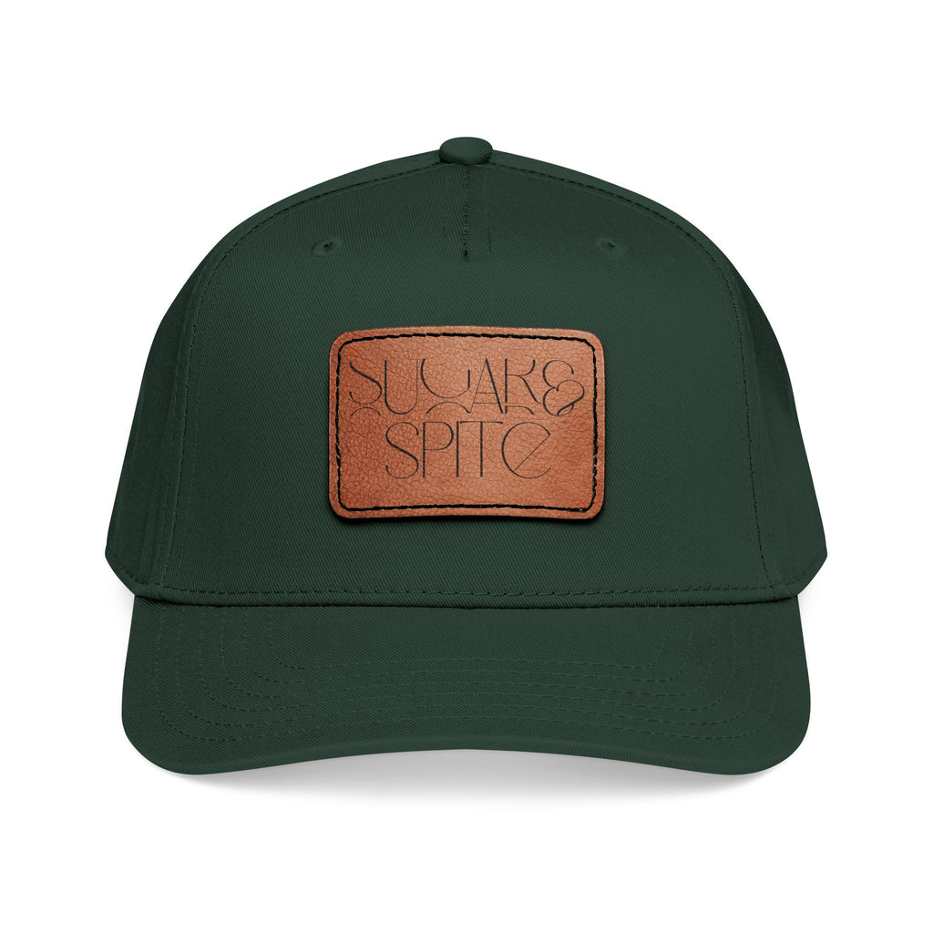Leather Patch Baseball Cap — 'SUGAR & SPICE' Mid-Profile Hat