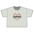 Sugar & Spite Women's Boxy Tee — Flame Heart Graphic Crop T‑Shirt