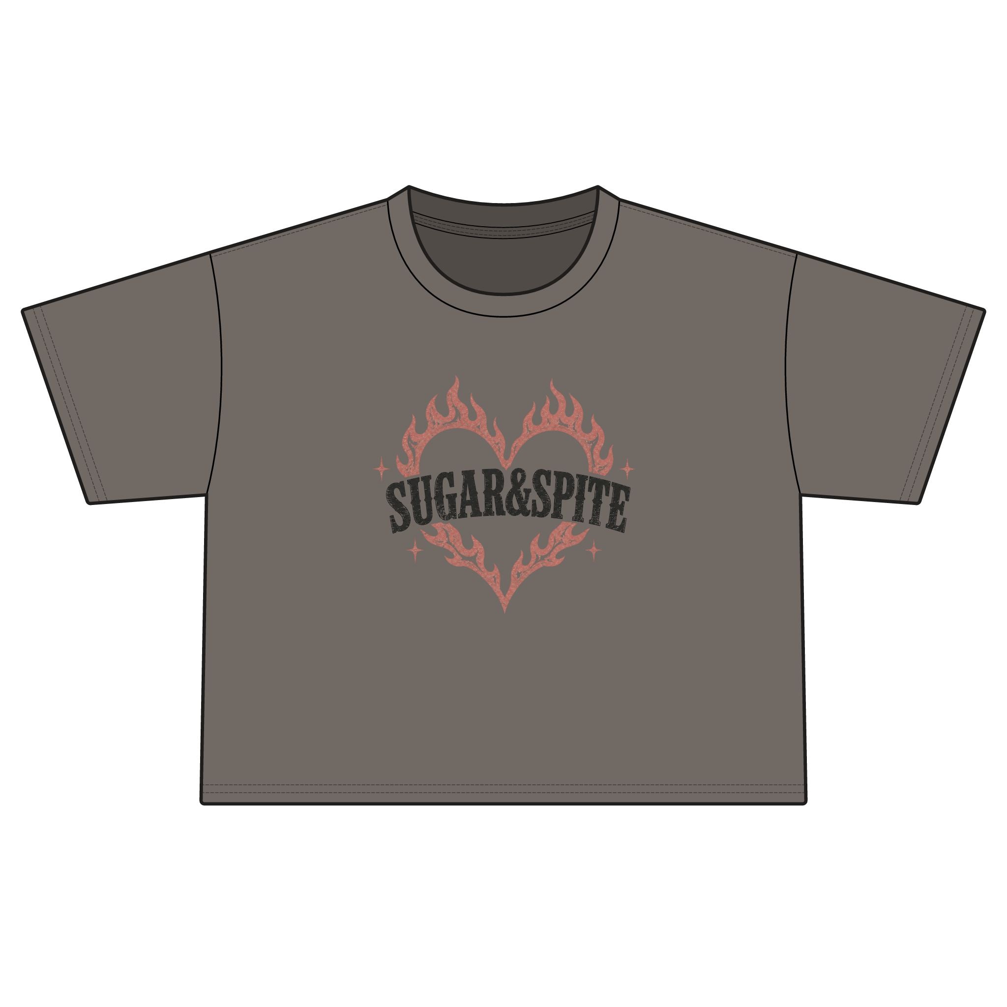 Sugar & Spite Women's Boxy Tee — Flame Heart