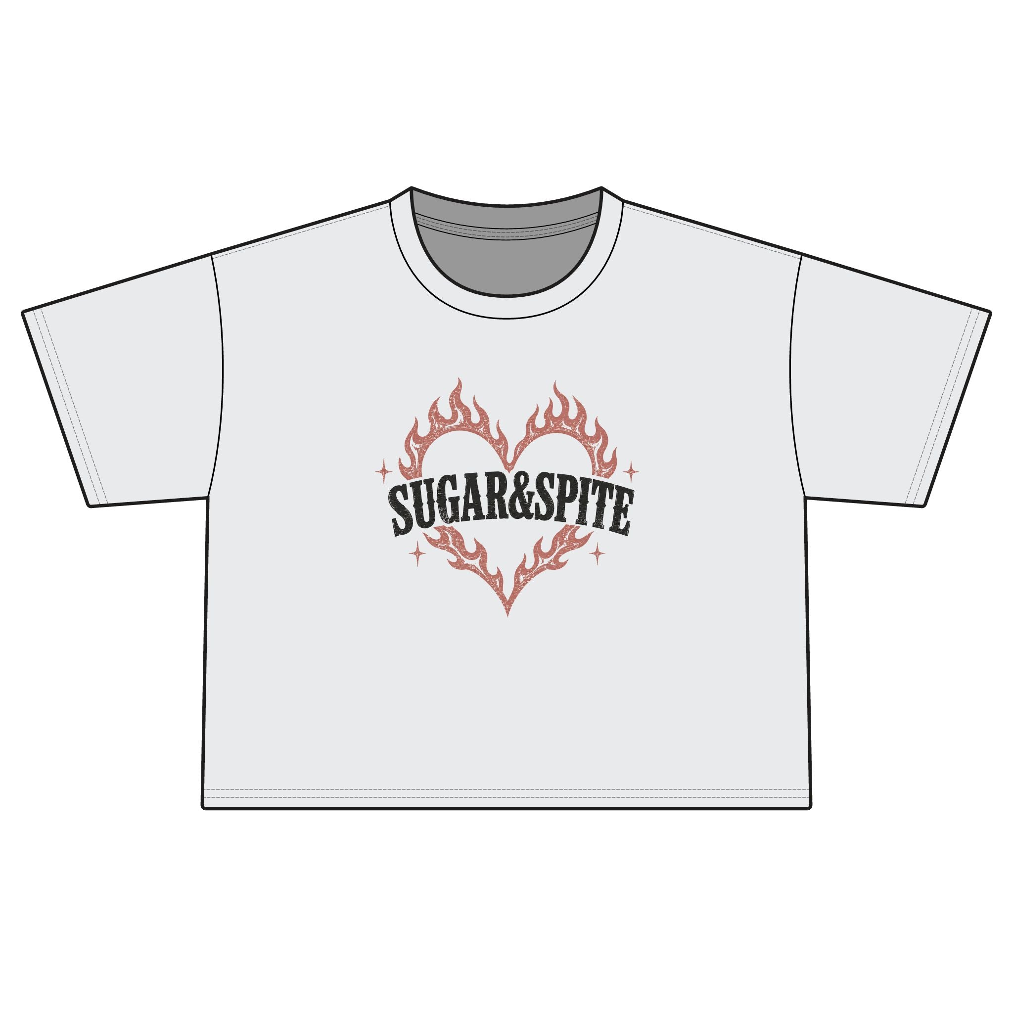 Sugar & Spite Women's Boxy Tee — Flame Heart