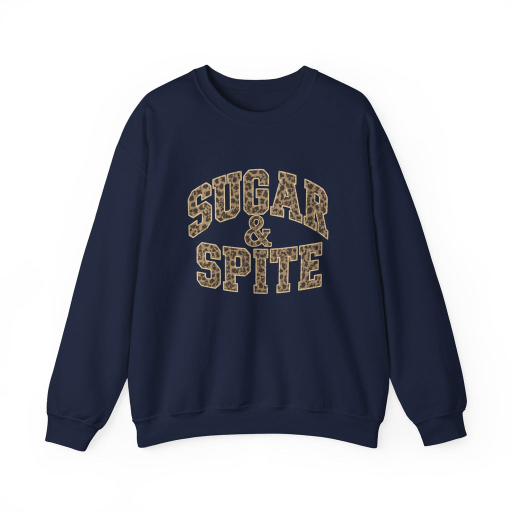Sugar & Spite Leopard Varsity Logo Crewneck Sweatshirt