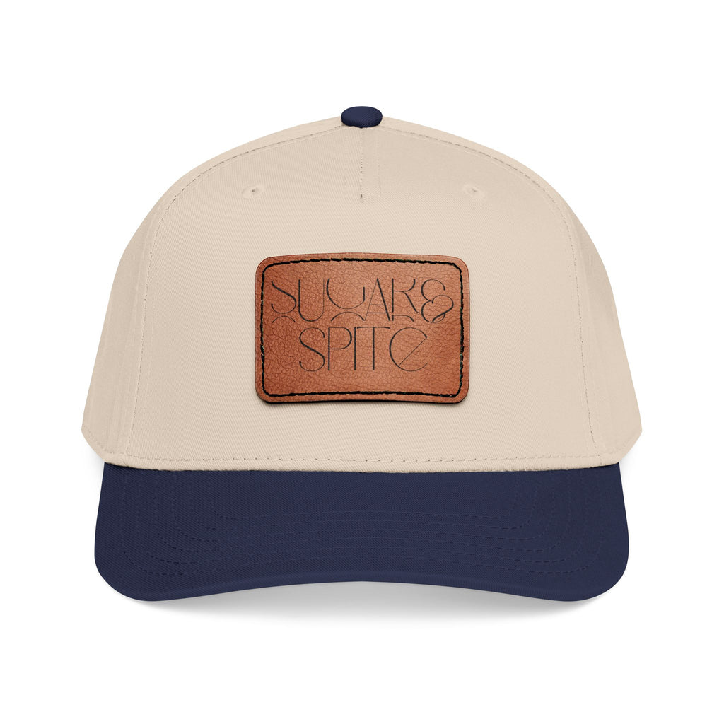 Leather Patch Baseball Cap — 'SUGAR & SPICE' Mid-Profile Hat