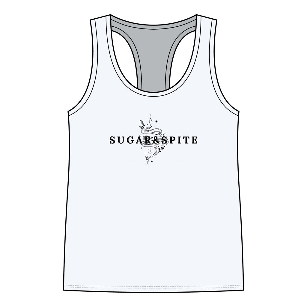 Sugar & Spite Women's Racerback Tank — Floral Gothic Graphic