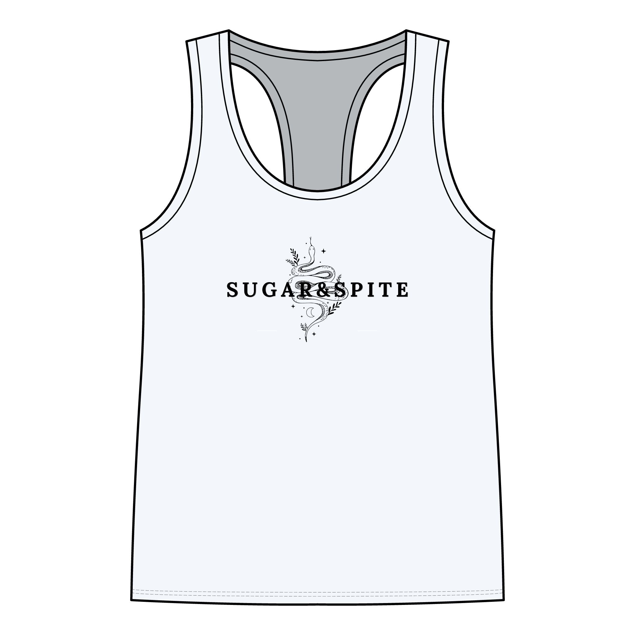 Sugar & Spite Women's Racerback Tank — Floral Gothic Graphic