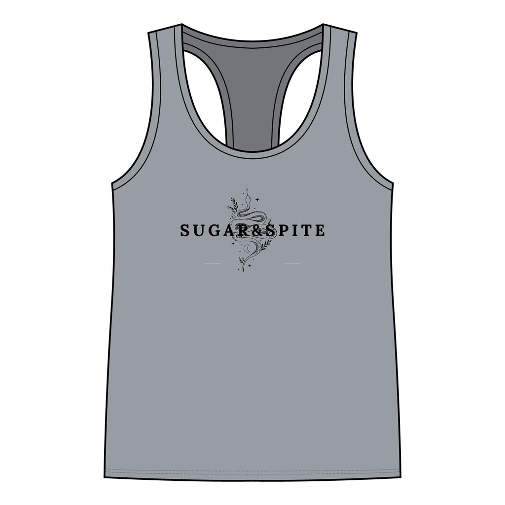 Sugar & Spite Women's Racerback Tank — Floral Gothic Graphic