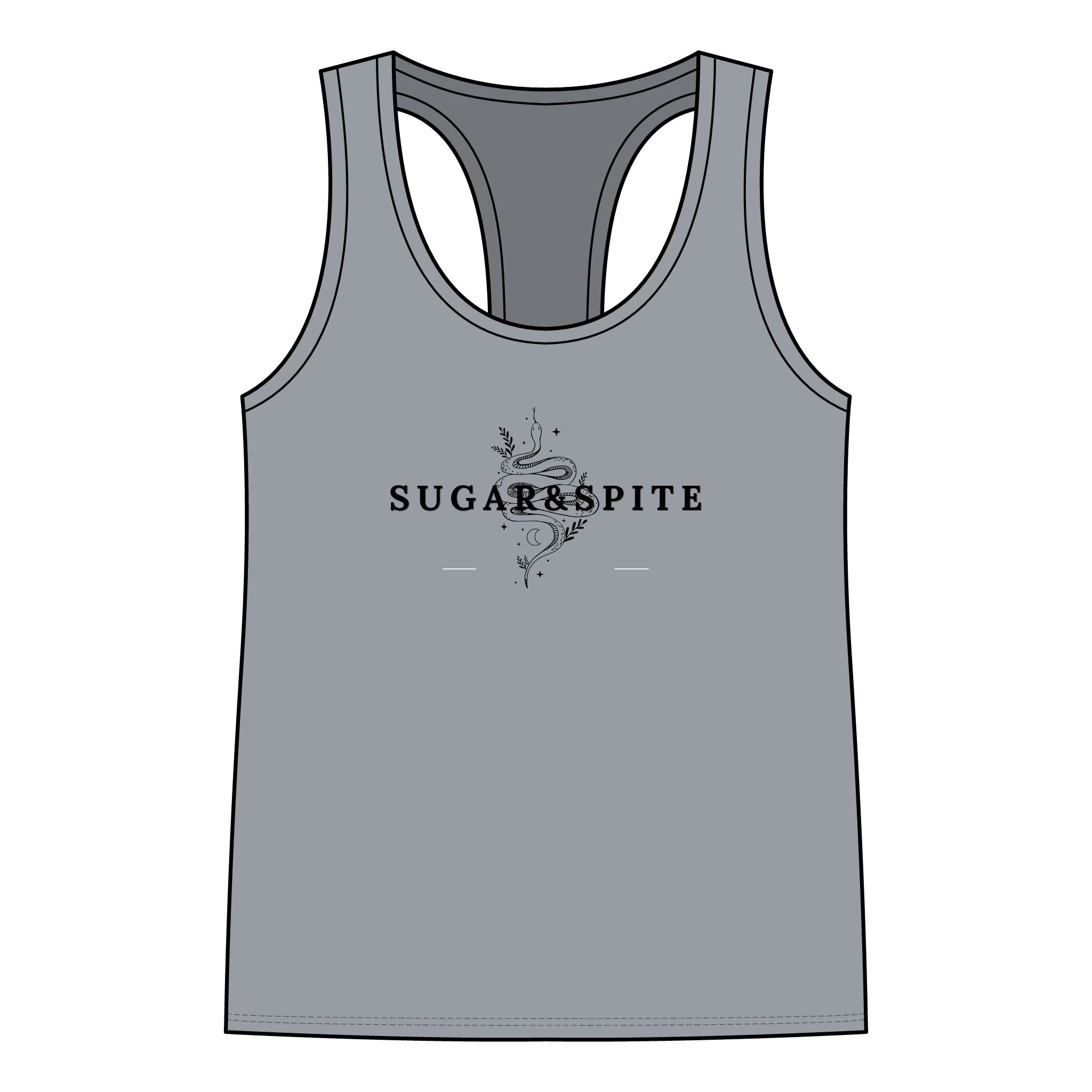 Sugar & Spite Women's Racerback Tank — Floral Gothic Graphic