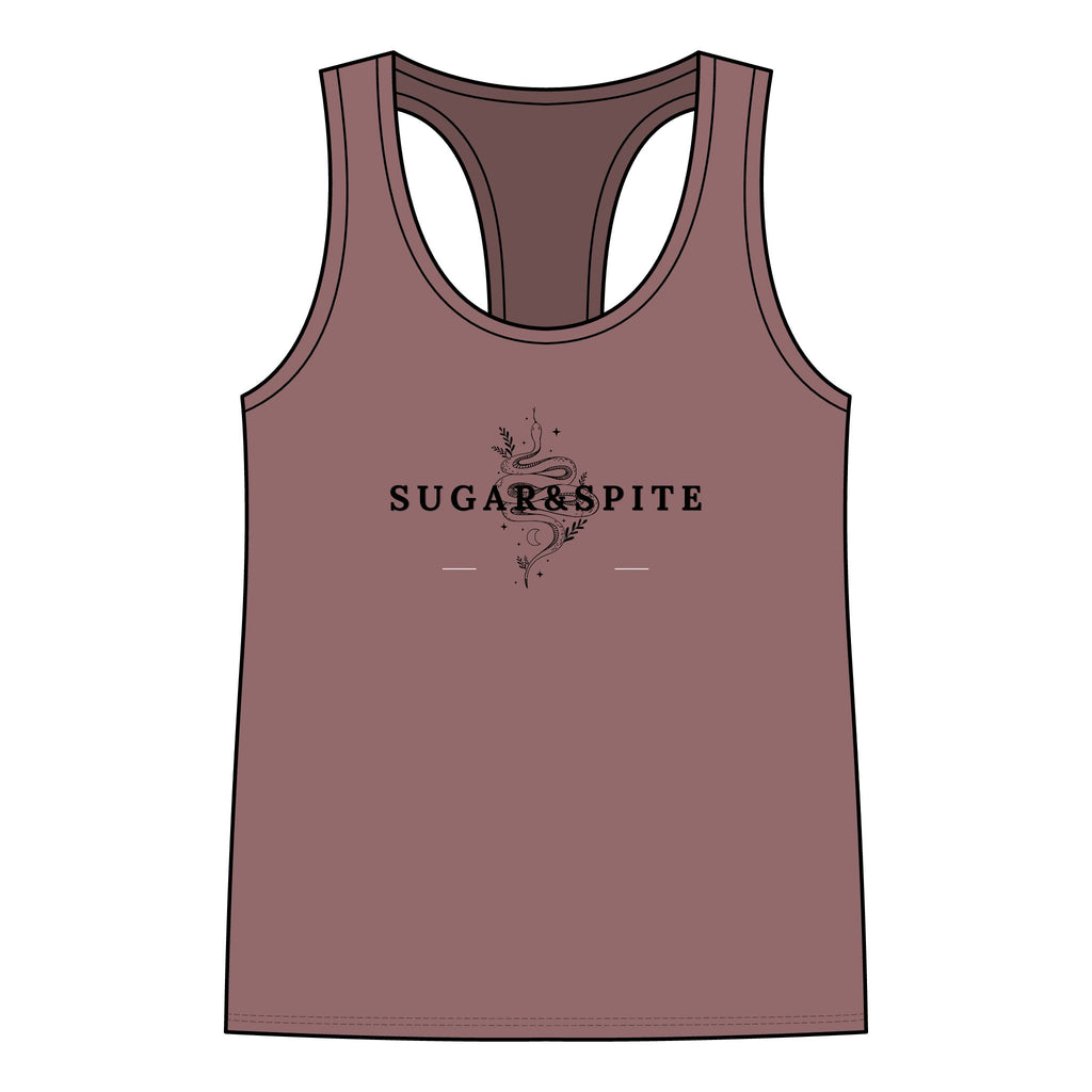 Sugar & Spite Women's Racerback Tank — Floral Gothic Graphic