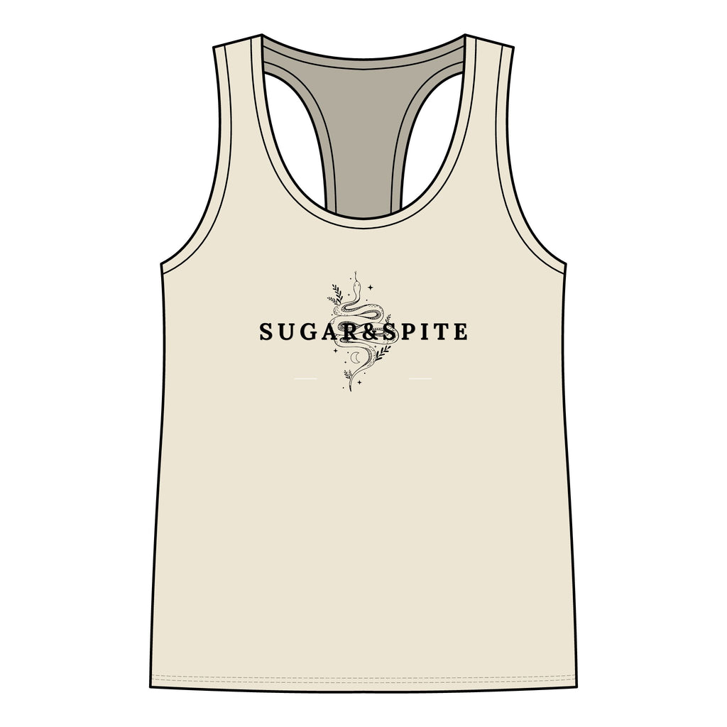 Sugar & Spite Women's Racerback Tank — Floral Gothic Graphic