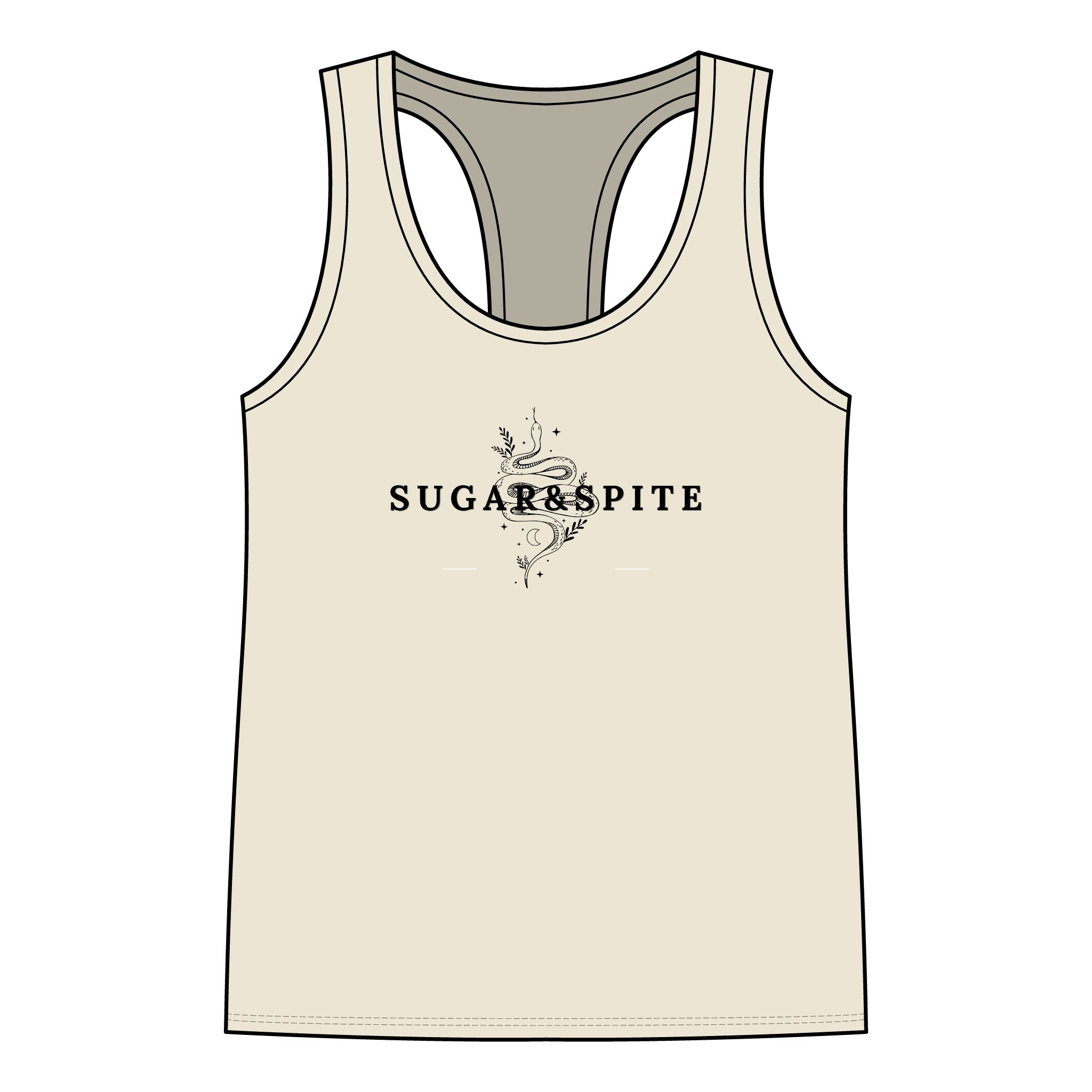 Sugar & Spite Women's Racerback Tank — Floral Gothic Graphic