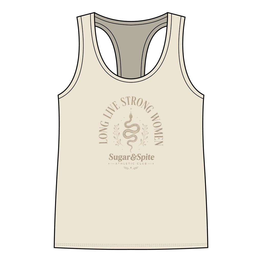 Live Strong Women Racerback Tank — "Sugar & Spice" Fitness & Empowerment Tank Top