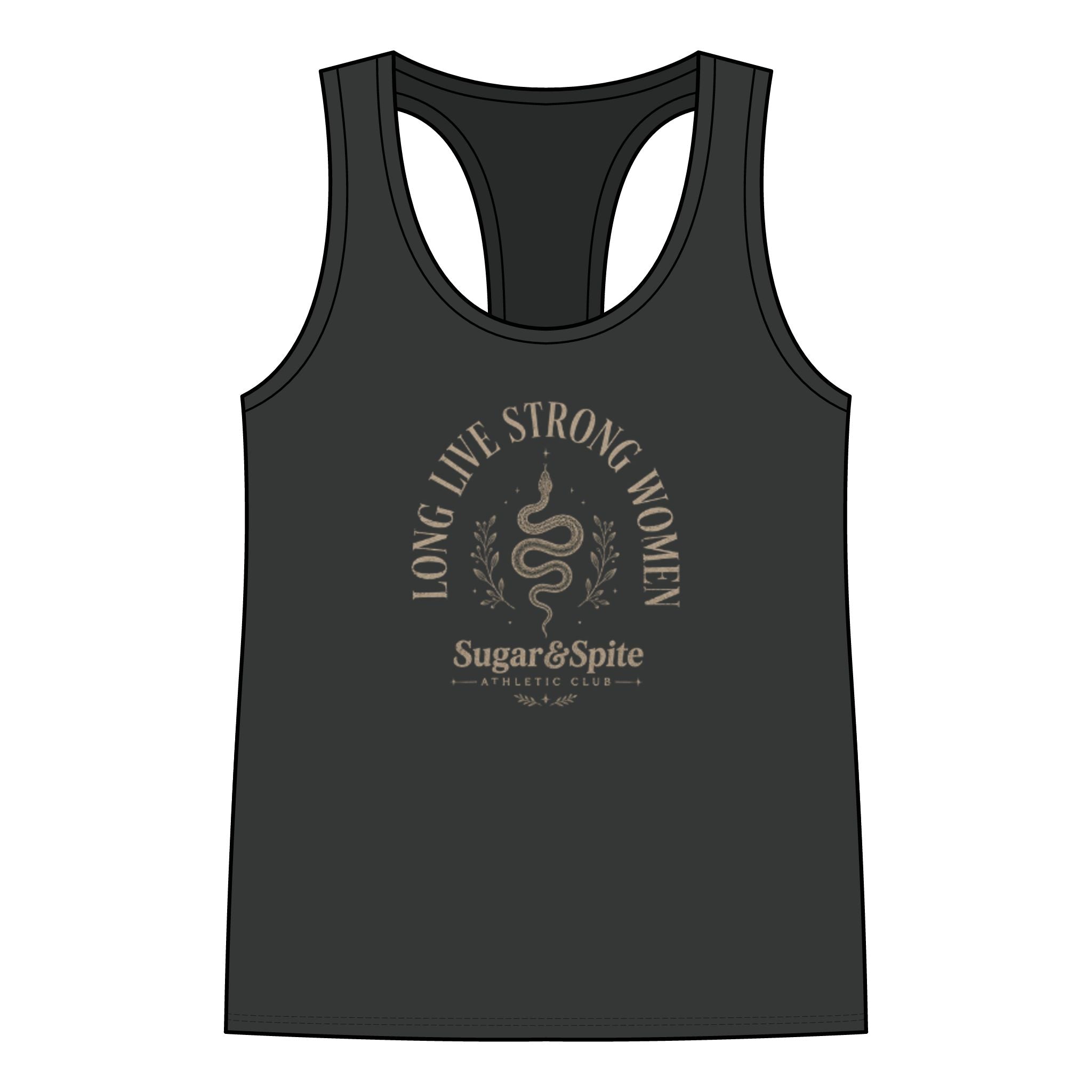 Live Strong Women Racerback Tank — "Sugar & Spice" Fitness & Empowerment Tank Top
