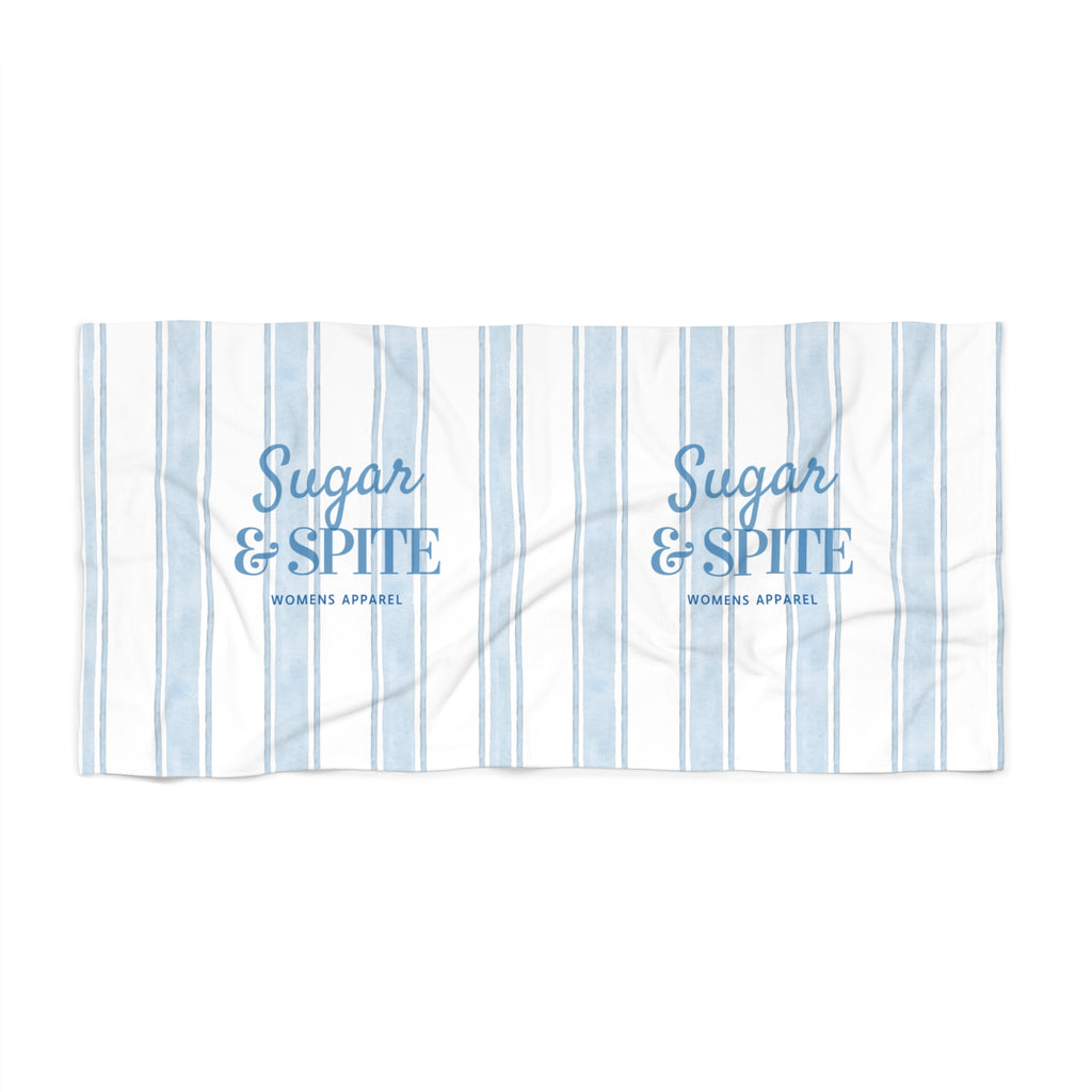 Sugar & Spite Blue Stripe Beach Towel — Coastal Cabana Pool & Beach Towel