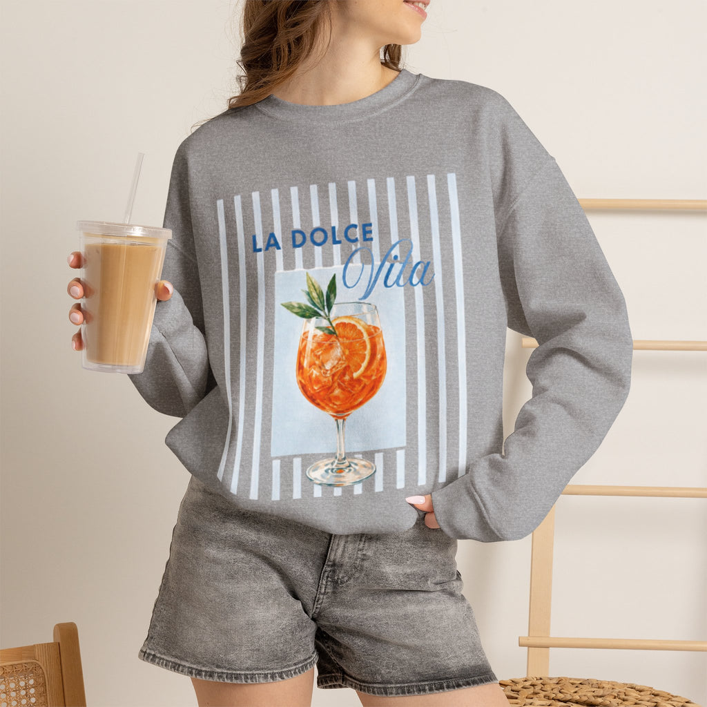 La Dolce Vita Sweatshirt — Orange Cocktail Graphic Crewneck