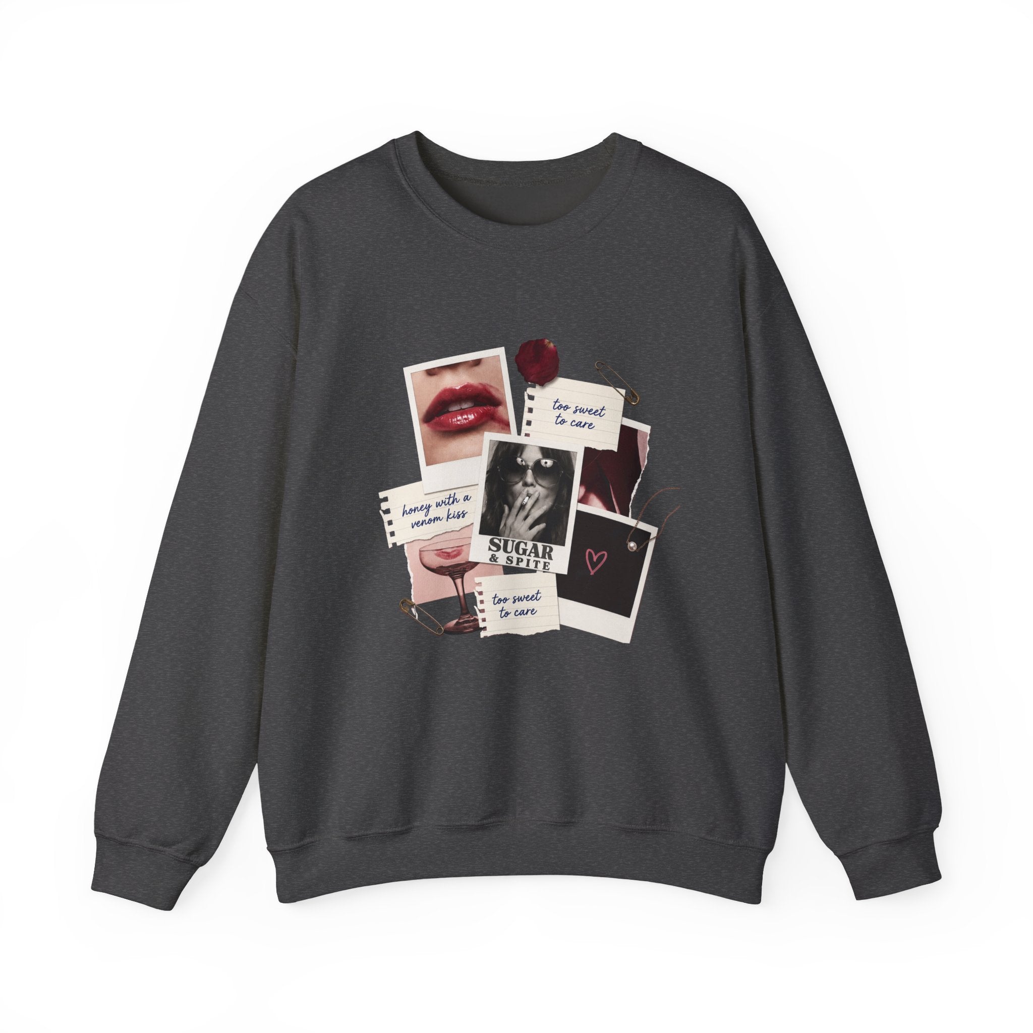 Collage Graphic Crewneck Sweatshirt — 'Sugar & Spice' Retro Photo Mood Crew