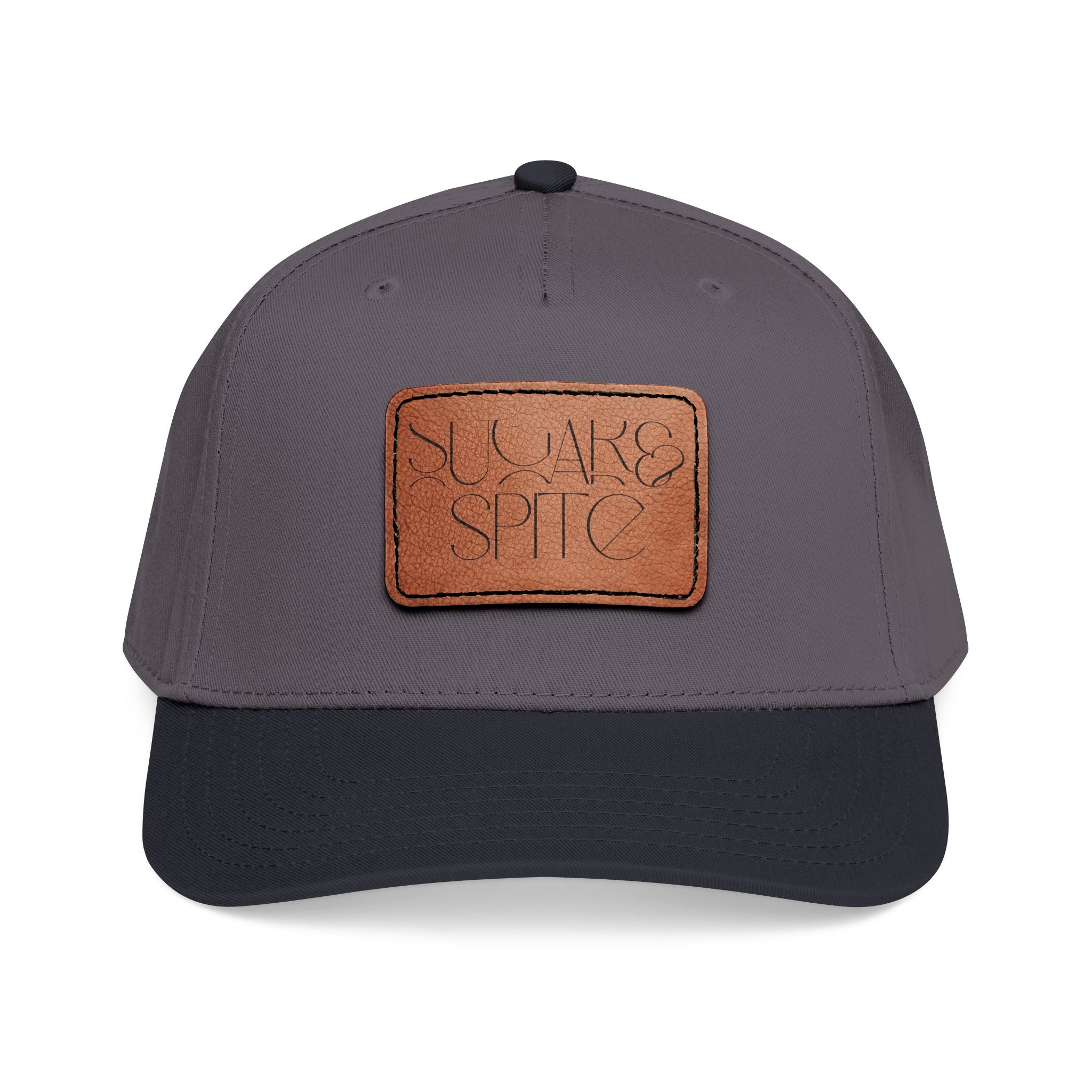 Leather Patch Baseball Cap — 'SUGAR & SPICE' Mid-Profile Hat