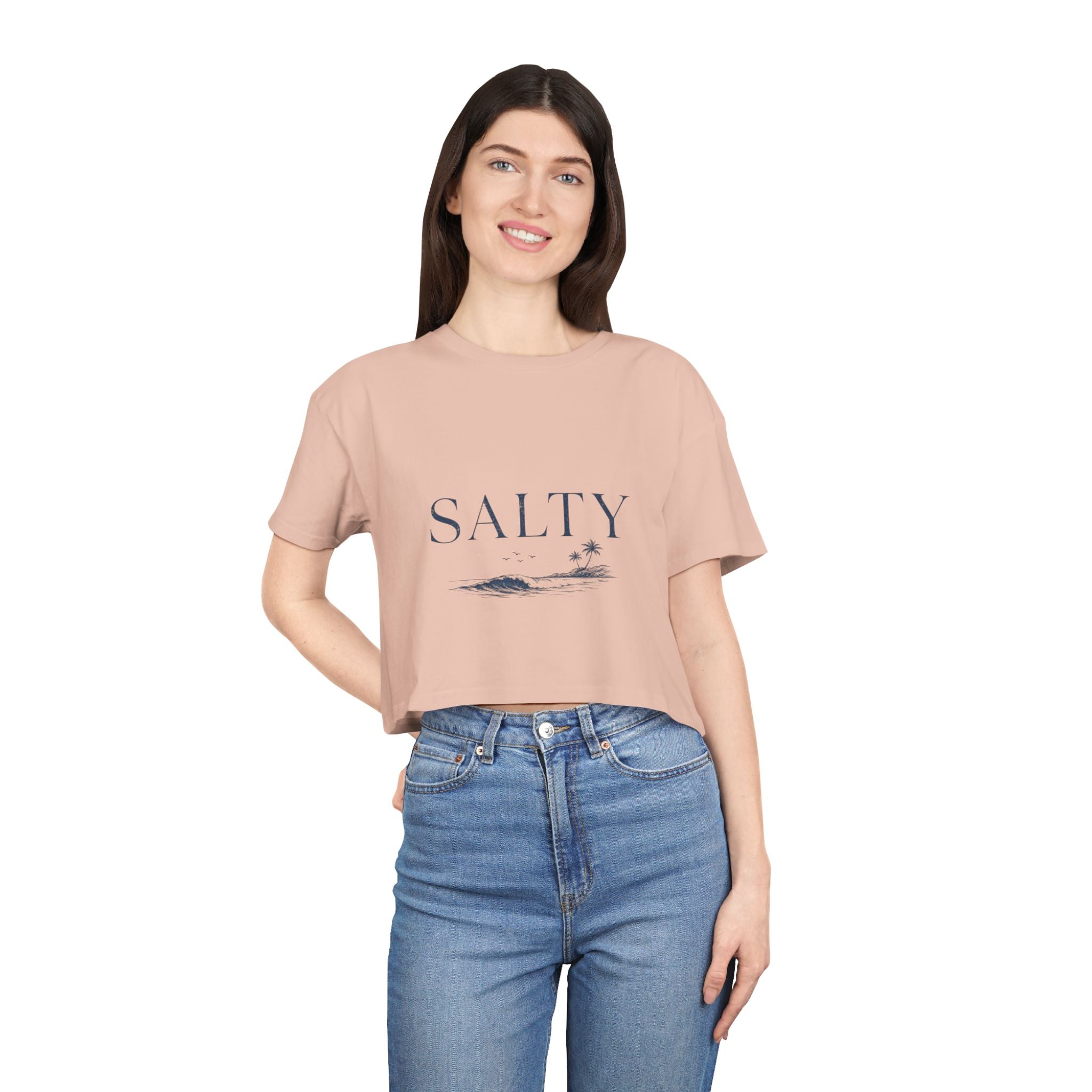Salty Ocean Waves Crop Tee | Beach Minimalist Coastal Shirt