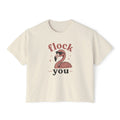 Women's Boxy Tee — 'Flock You' Funny Flamingo Graphic Shirt